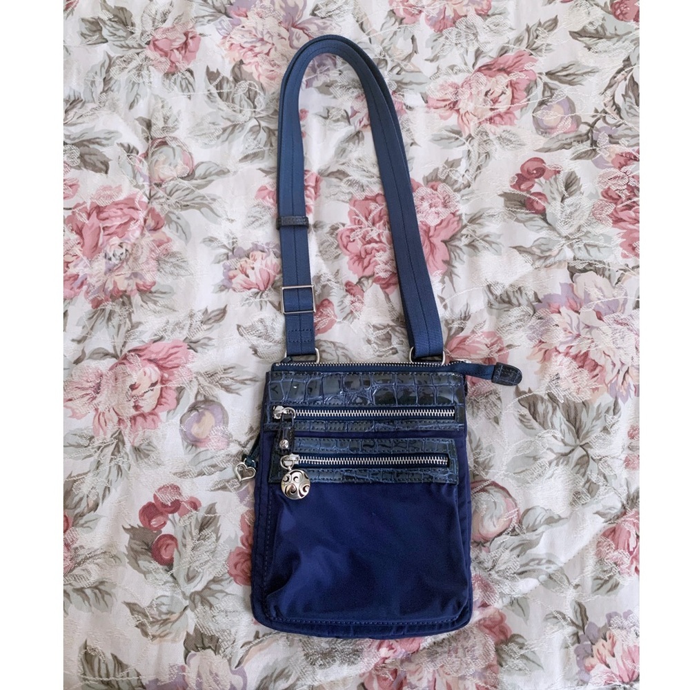 Brighton Croc Embossed Nylon Crossbody Bag